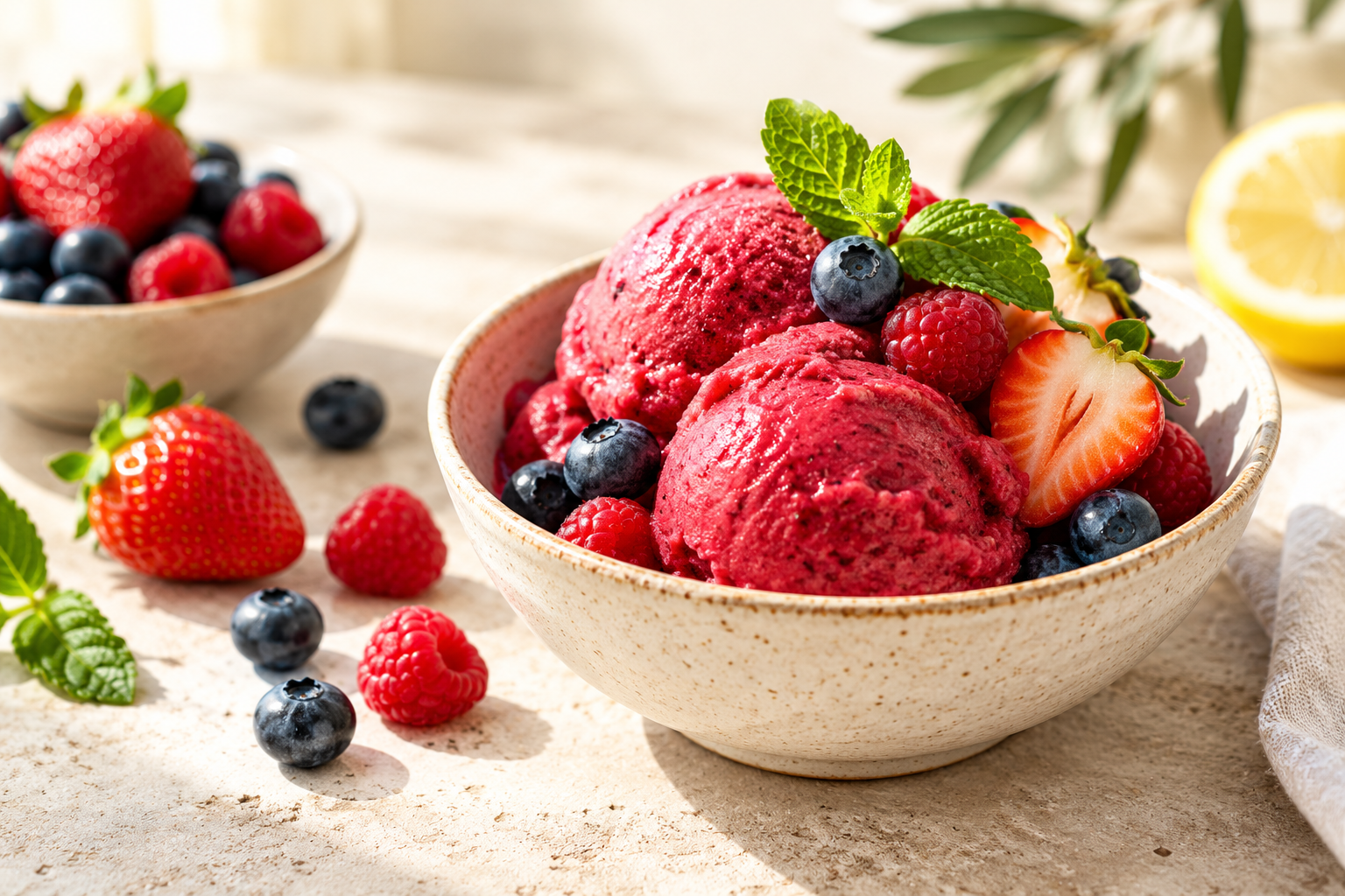 Gefrorenes Beerensorbet